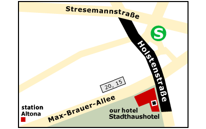 Maps of the directly environment of the hotel. From the station Holstenstraße directly to the hotel. 
